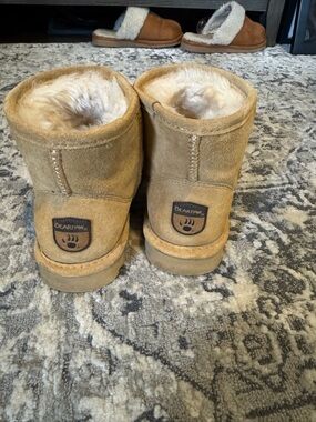 BearPaw Tan Suede Shearling Short Boots
